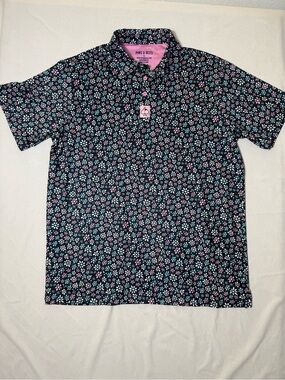 PINS & Aces Men's Navy Floral Polo
